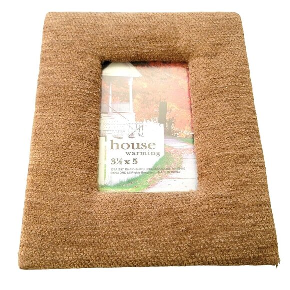 Plush Fabric Photo Frame House Warming 3.5" x 5" Picture Brown DH921 - Picture 2 of 5